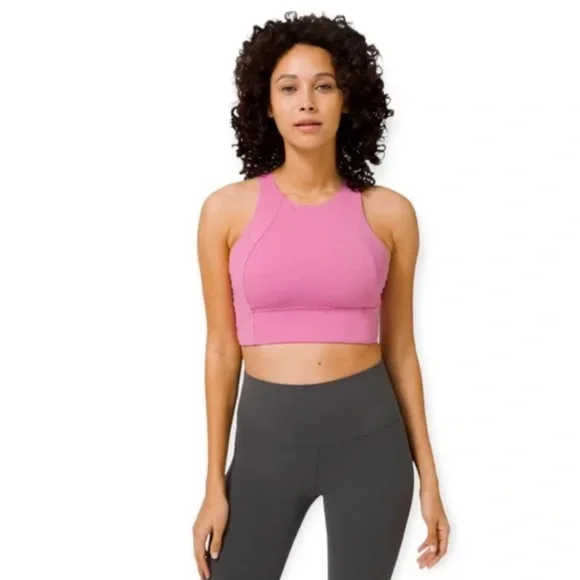 Lululemon Free to be Serene Pink/Purple High Neck Sports Bra - Size 4 (C/D cup) - Picture 3 of 6